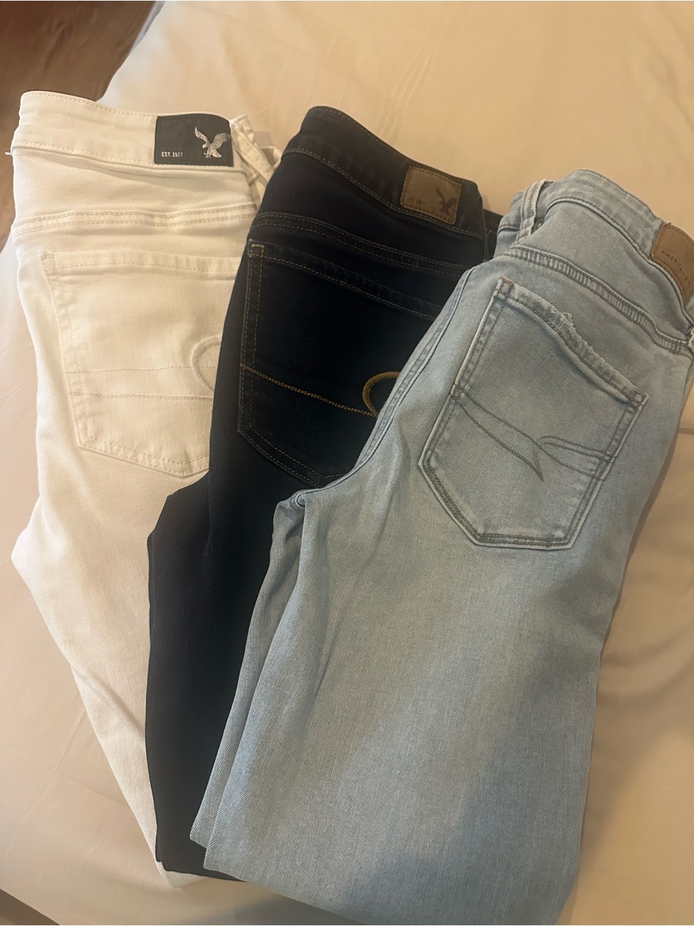 American Eagle Outfitters Women’s Skinny Jeans — White, Black & Light Blue